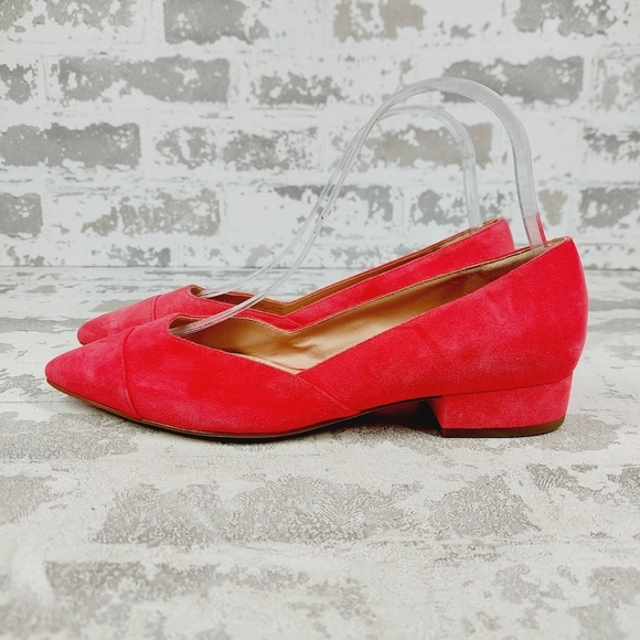 New Cole Haan Vanessa Pink Suede Flats Pointed Toe Block Heel H823 - Picture 1 of 13